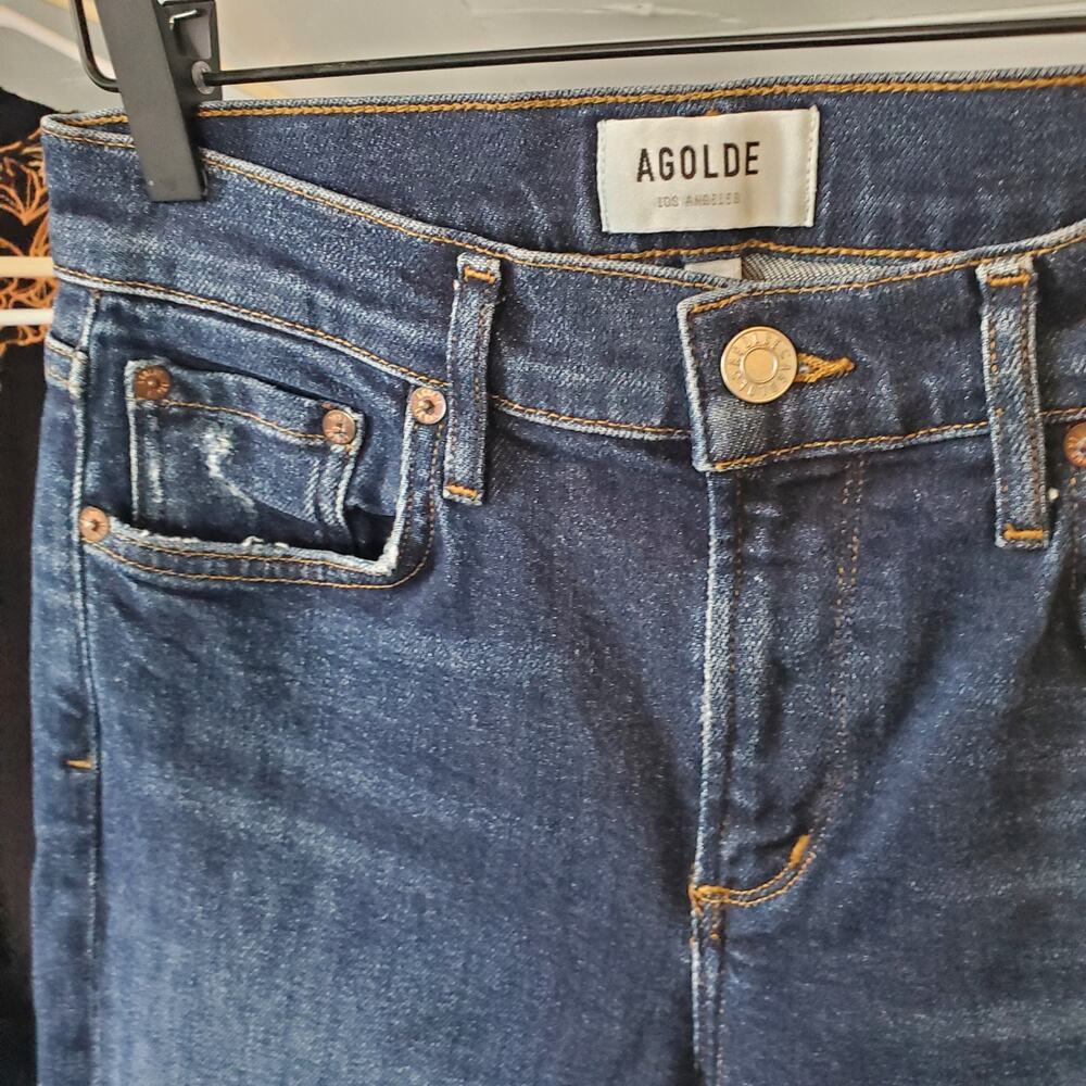 AGOLDE Sophie Mid Rise Skinny Dark Wash Blue Jeans Cabana Wash Size 26 Women's - Picture 8 of 16